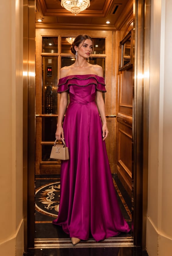 Off-Shoulder Layered Gown — Sibel Aydin
