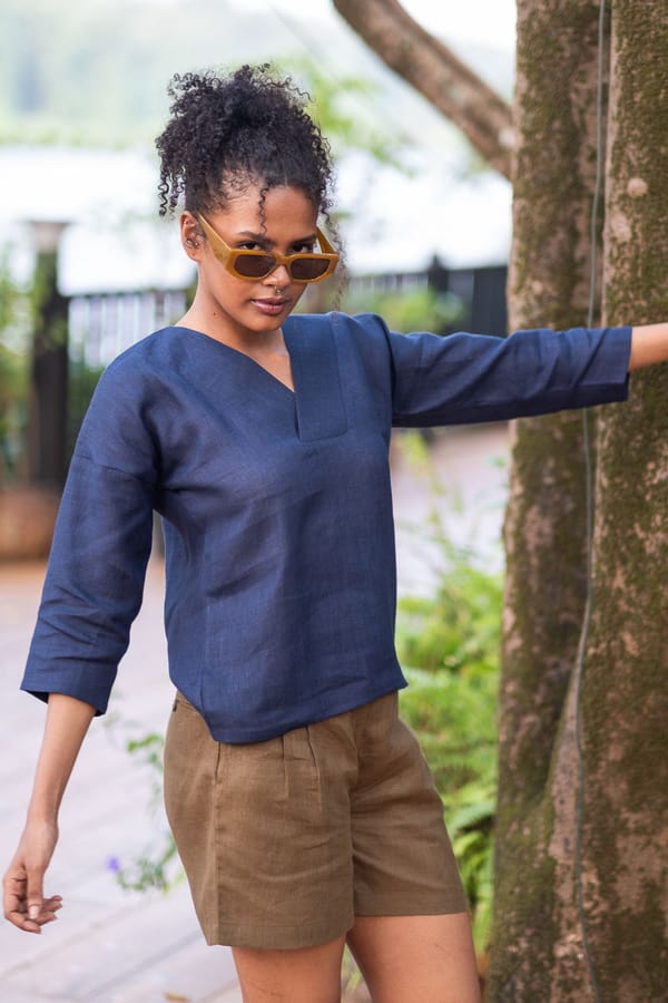 Linen V Neck Top — Creatures of Habit