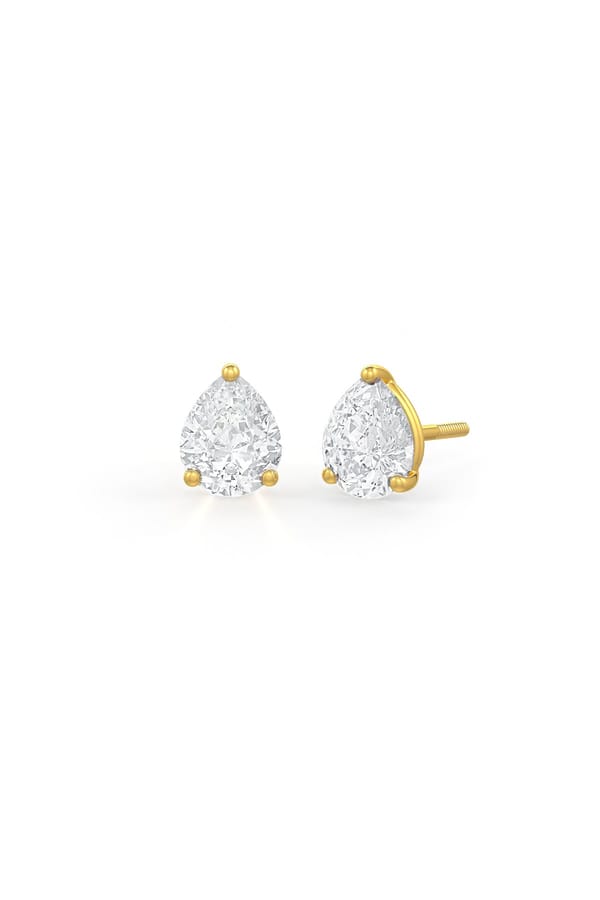 Pear Shaped Solitaire Stud Earring Green — Miss Jo