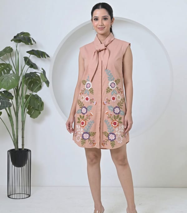 Big Phool-Patti Tie Up Sleeveless Dress — RUCHIKA MALLIKA LABEL