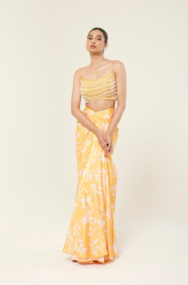Celeste Printed Dhoti Skirt Set — LIBAS CAFE