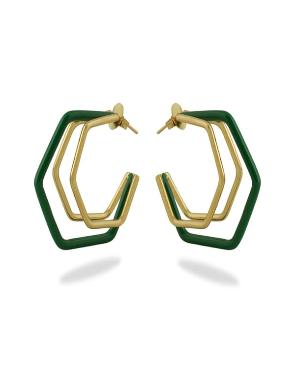 Small Trio Enamel Gold Hoops — Varnika Arora