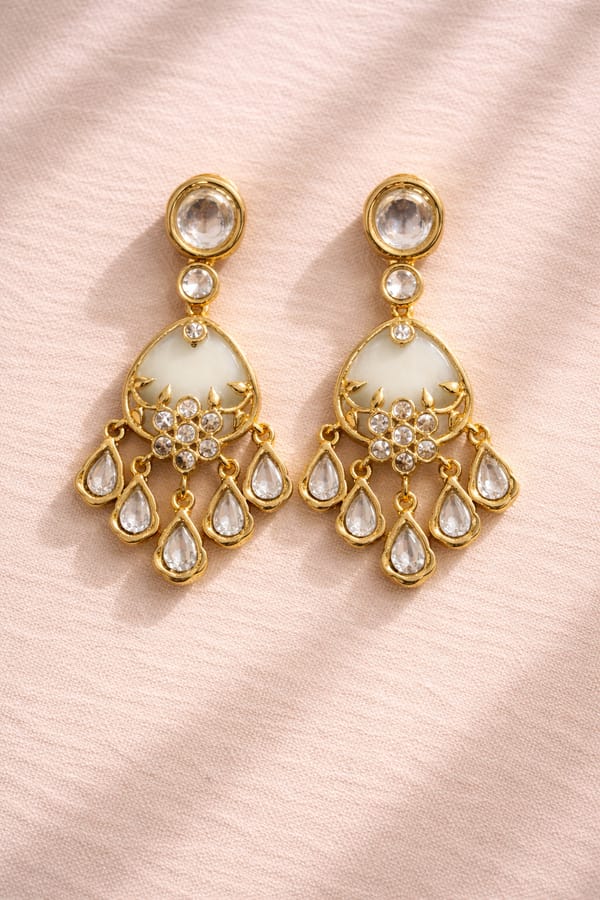 Ivory Flora Drop Earrings — Trinkets by Qunic