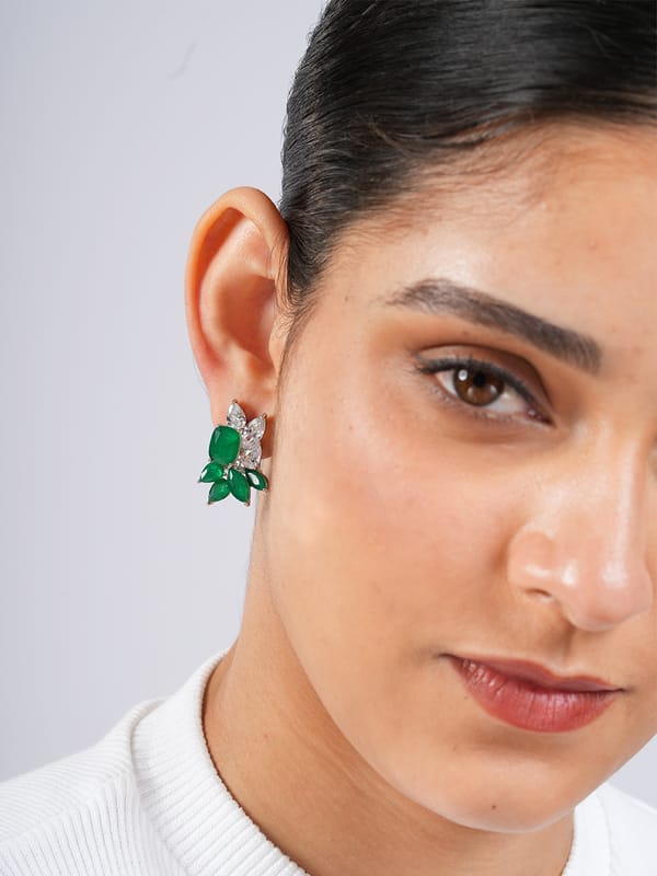 Green Petal Stud Earrings — Cao Jewellery