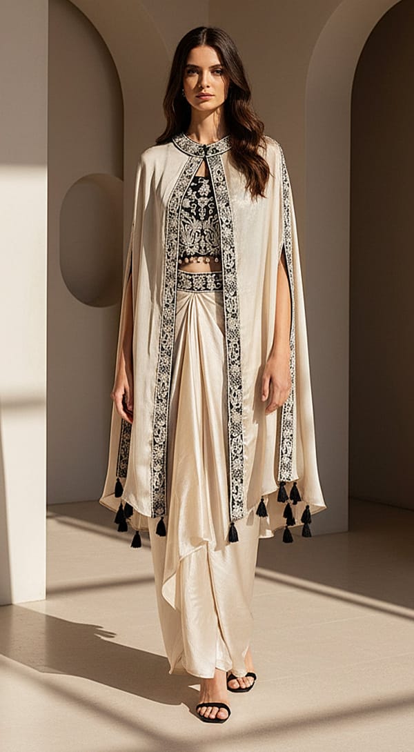 Nocturne Embroidered Cape Set — Basanti Kapde aur Koffee