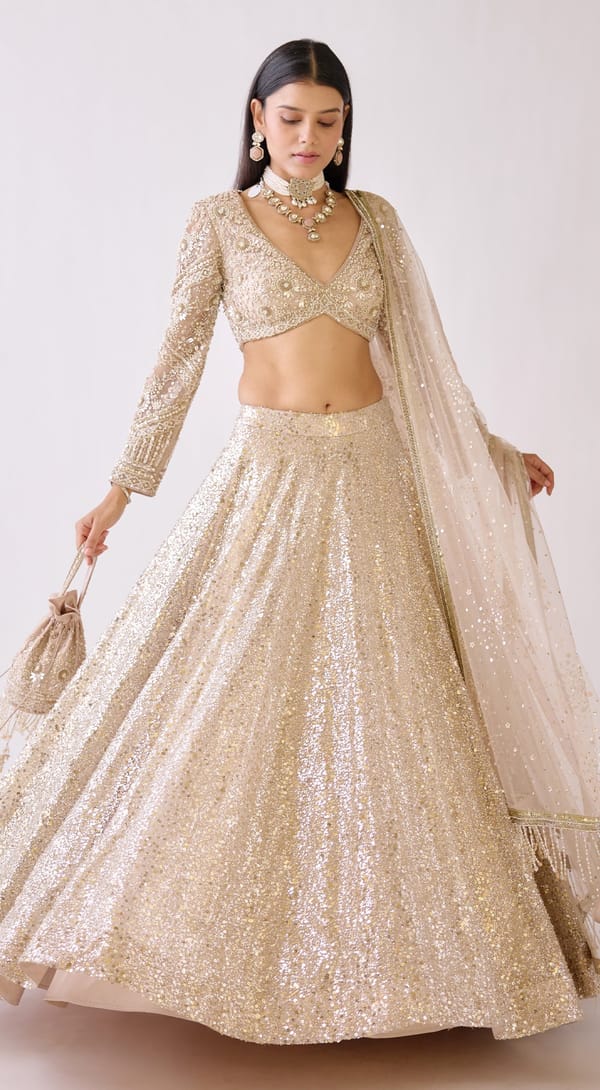 The Stardust Champagne Lehenga — Basanti Kapde aur Koffee