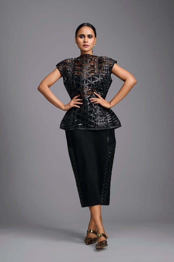 Lattice Panel Midi Skirt — Deepika Arora