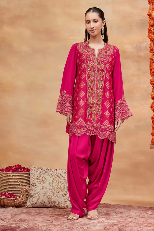 Ahilya Gulnaar Hand Embroidered Banarasi Dhoti — DAREISS
