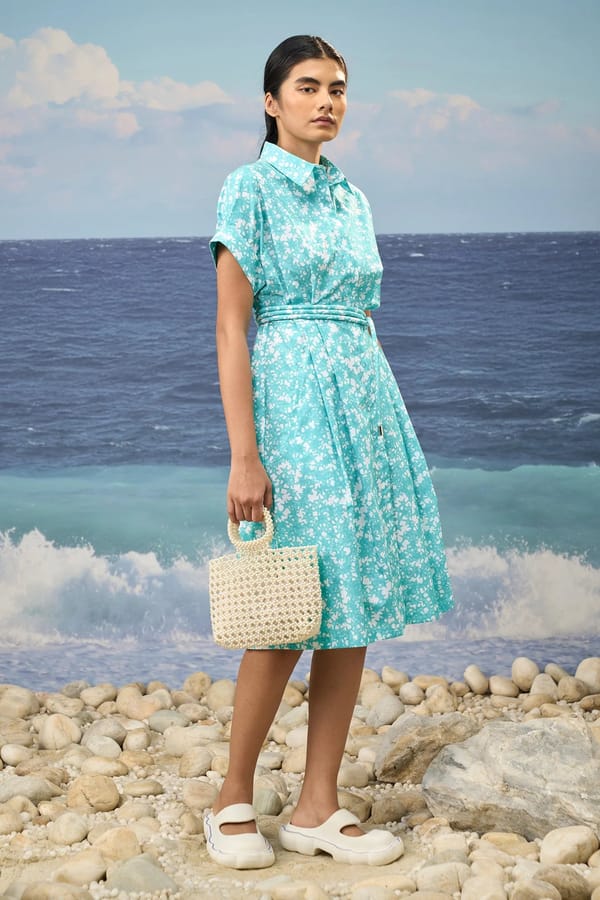 Persian Green Dress Cotton Poplin — Genes Lecoanet Hemant