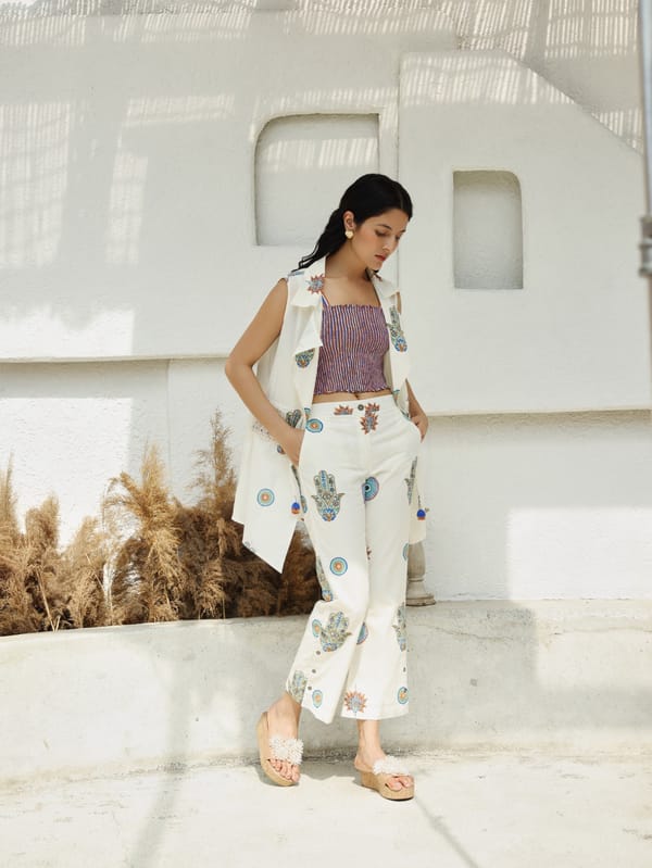 Rust & Blue Hamza Print Pants — TASHA INDIA