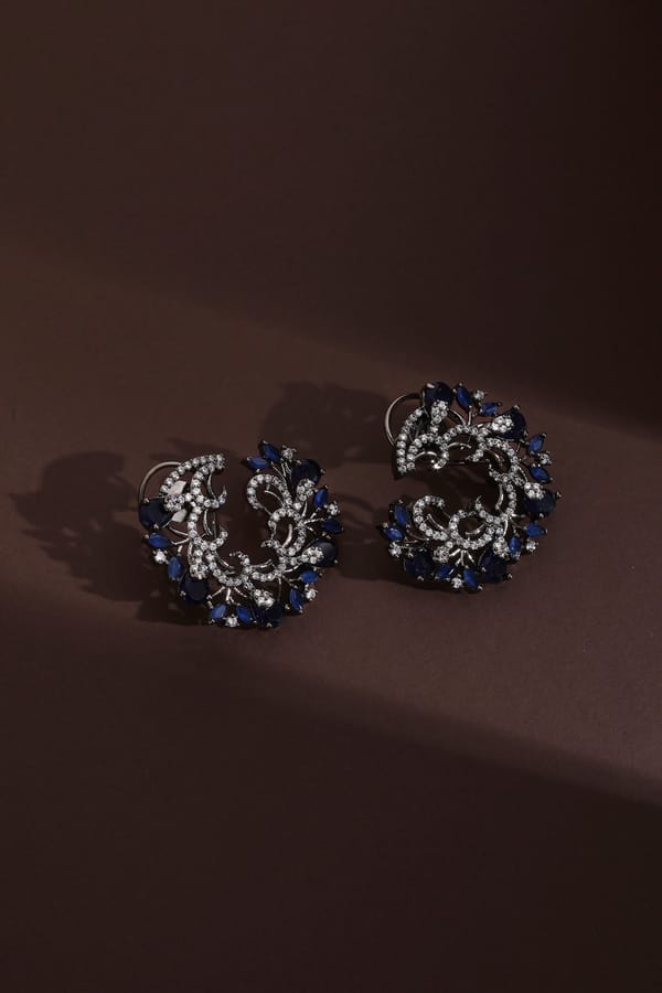 Fukumi Sapphire Zirconia Hoop Earrings — Swabhimann