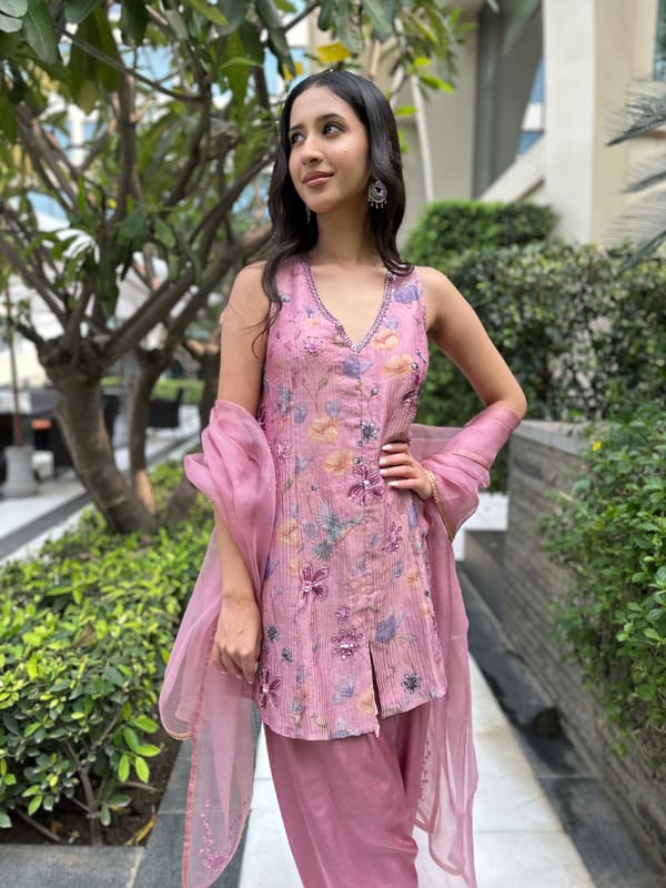 Mauve Crushed Salwar Set — KAPAAS