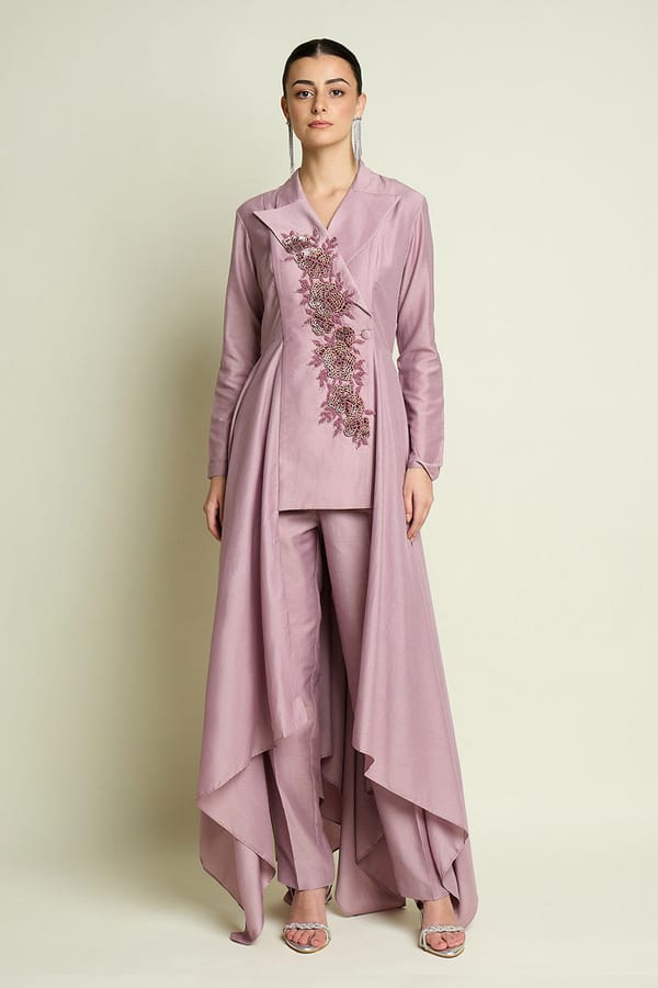 Floral Embroidered Handkerchief Pant Set — Aakaar