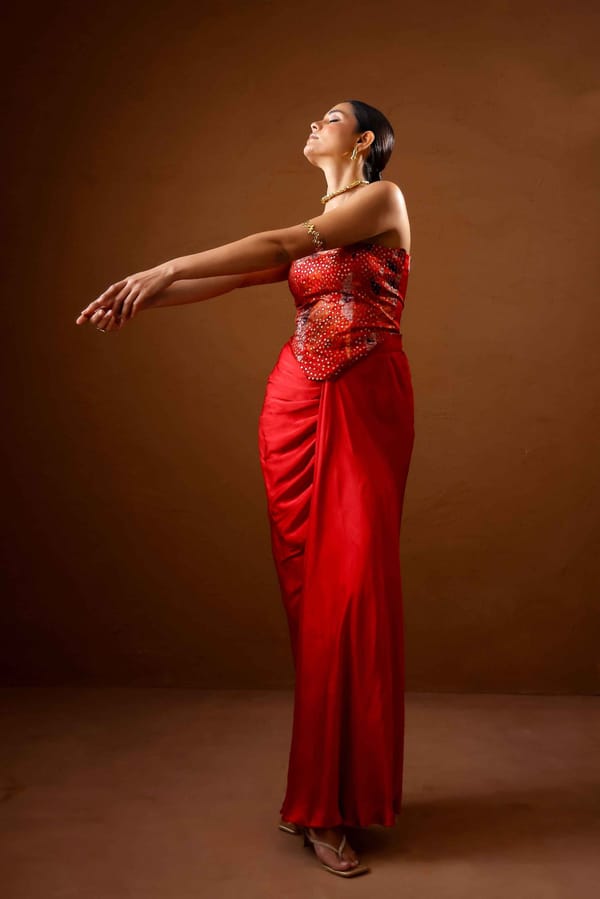 Malabari Embroidered Corset with Draped Skirt — STUDIO SURBHI