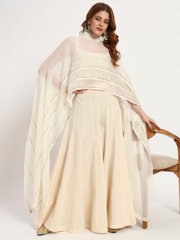 Ivory Organic-Cotton Cape Set — Gotta Kinari