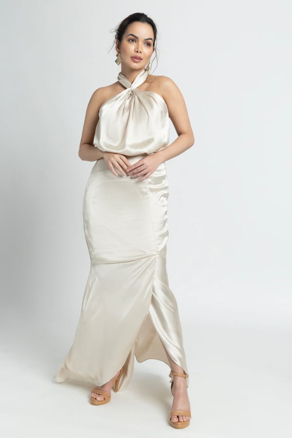 Creamy Halter Maxi Dress — Julo