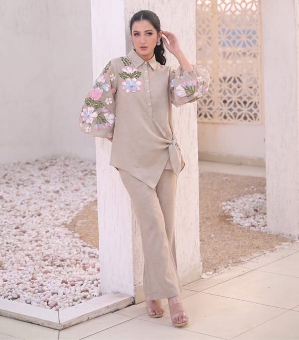 Big Khushboo Organza Sleeve Side Tie-Up Co-Ord Set — RUCHIKA MALLIKA LABEL