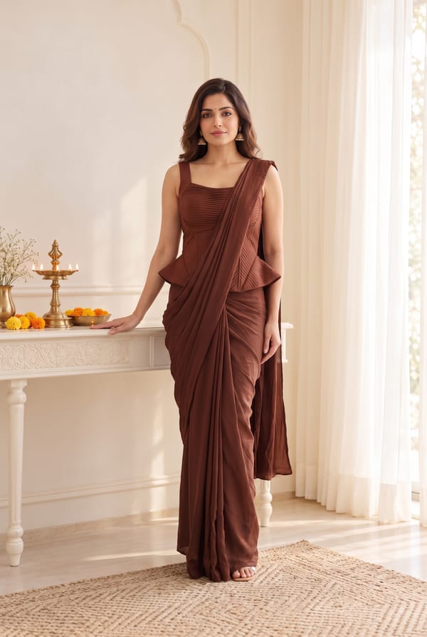 Tara Crepe Blouse Saree Set — RASIYA