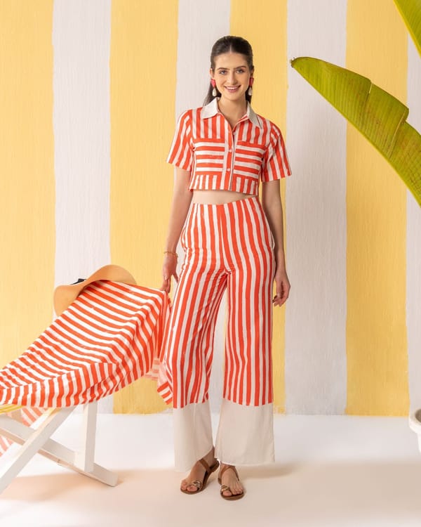 Red & White Striped Co-ord Set — ZAZU