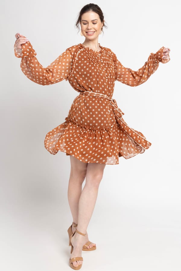 Brown Polka Mini Dress — Julo