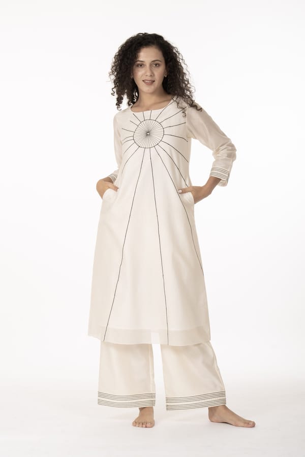 Ivory Grace Handwork Kurta with Bottom — Khat