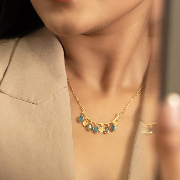 Dropping gemstones on necklace | Amazonite — Aura Fine Jewellery