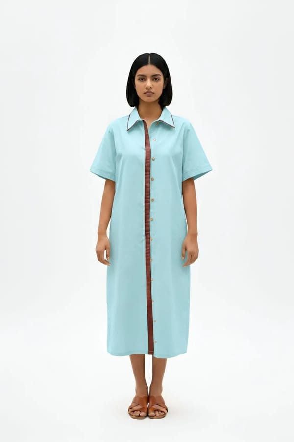 Tiffany Blue-Tuscan Red Shirt Dress — Neora