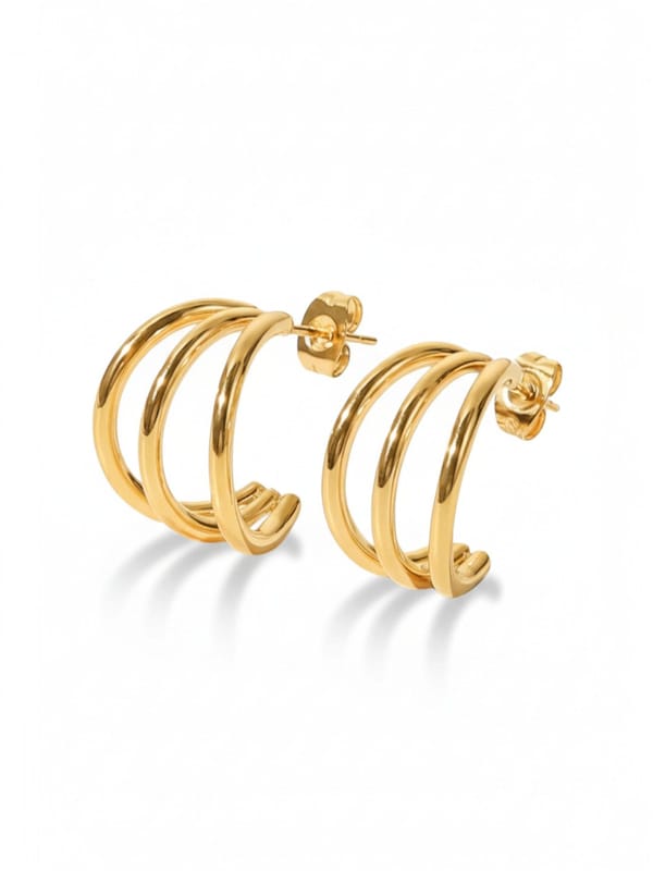 Smooth Three Layer Wire Earrings — Cao Jewellery