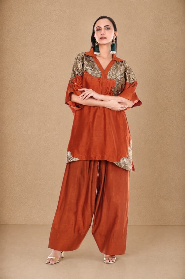 Noor Farshi Set Burnt Orange — Rivoshia