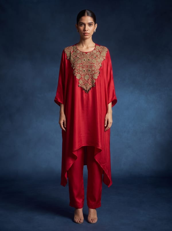 Red Satin Garnet Co-ord Set — 107 DEGREE