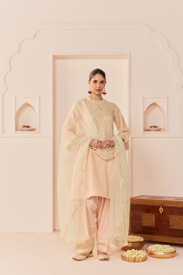 NIDA - SHORT CHOGA WITH FARSHI SALWAR AND DUPATTA — Sheetal Batra