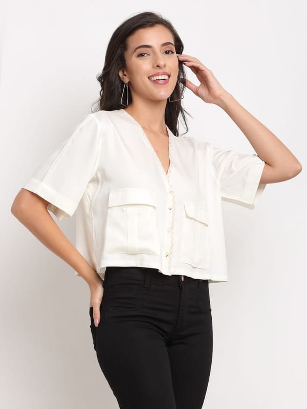 Off-White Boxy Tencel Top — EWOKE STUDIO