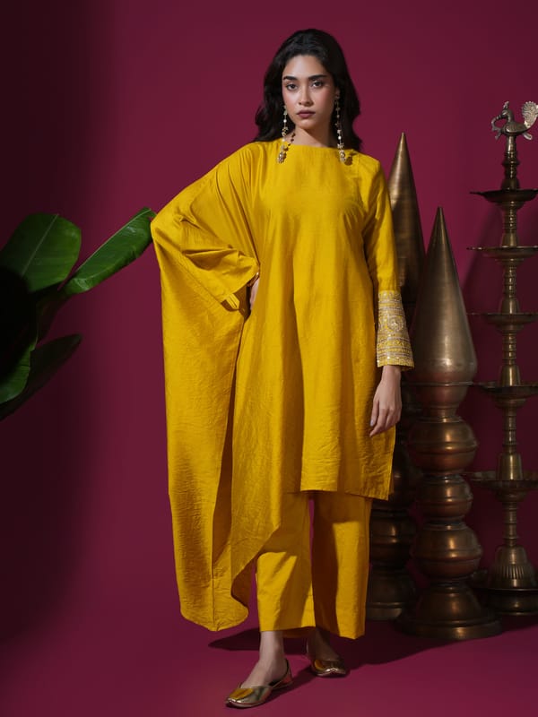 Mustard Cape Kurta Set — KOMAL SHAH