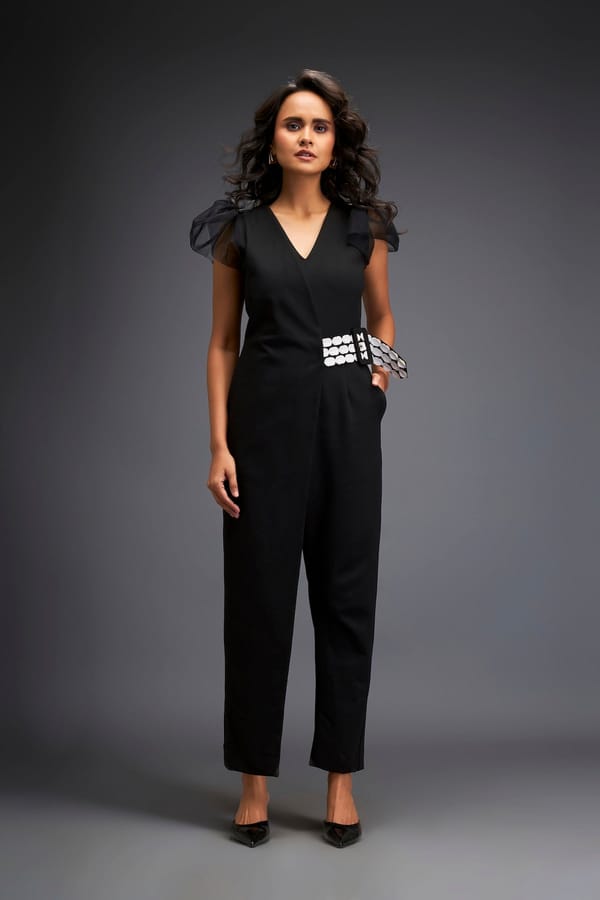 Overlap Jumpsuit With Statement Belt — Deepika Arora