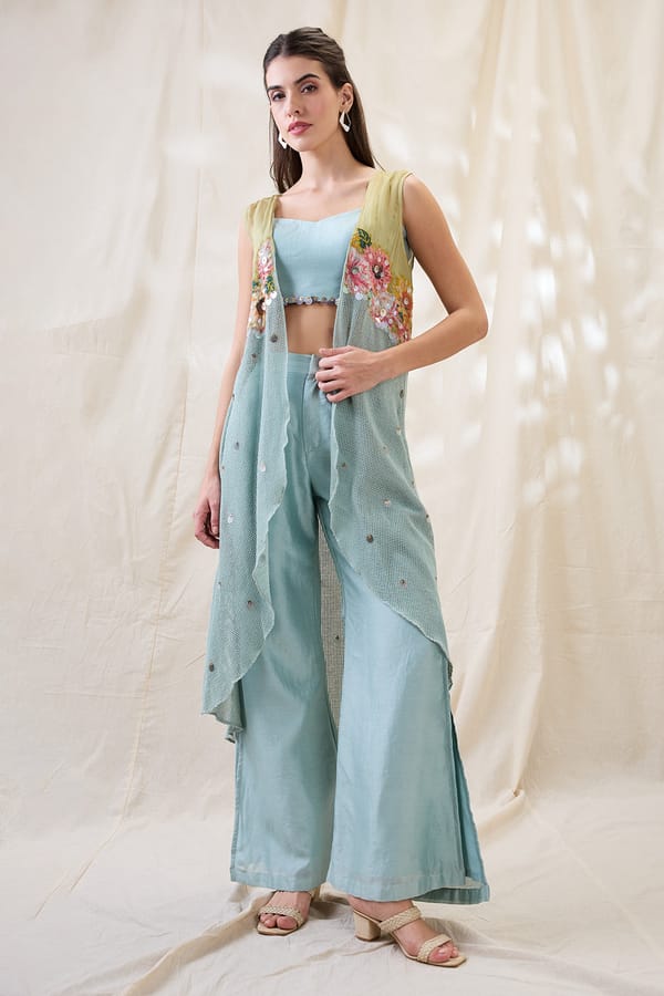 Ravya Co-Ord Set With Embroidered Jacket — SOUP by Sougat Paul