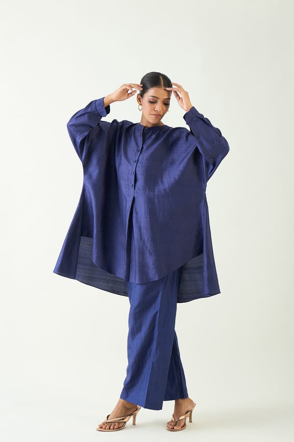 Ira: Silk Kimono Tunic set - Purple — SHIVANI BHARGAVA