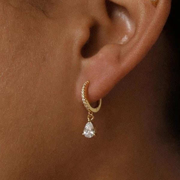 Demi Zircon Water Droplet Huggie Drop Earrings — Inaya Accessories