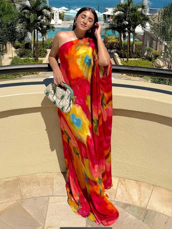 Cerise Printed Kaftan Dress — POPPI