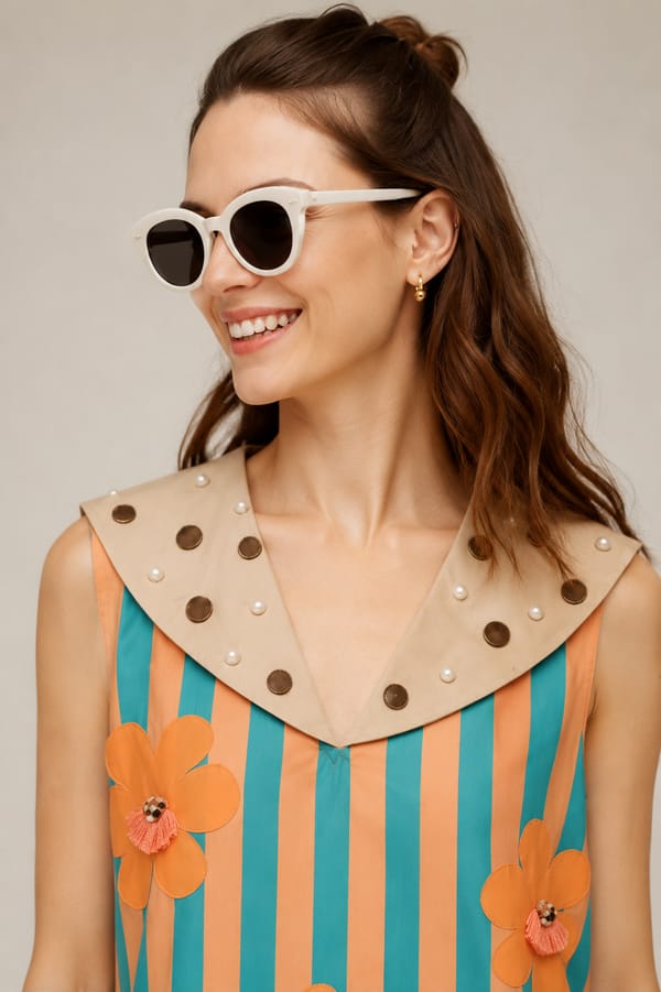 Coral and Teal Striped Floral Mini Dress — The Pink Lion