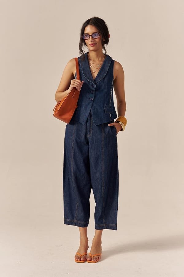 Blue Denim Waistcoat and Barrel Pants Co-ord Set — Spacelines