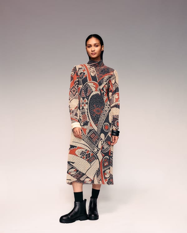 Rust Print Cotton Net Midi Dress — Kritika Murarka