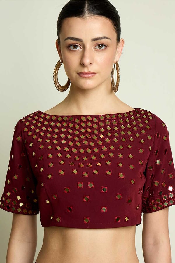 Maroon Mirror Blouse — Aakaar