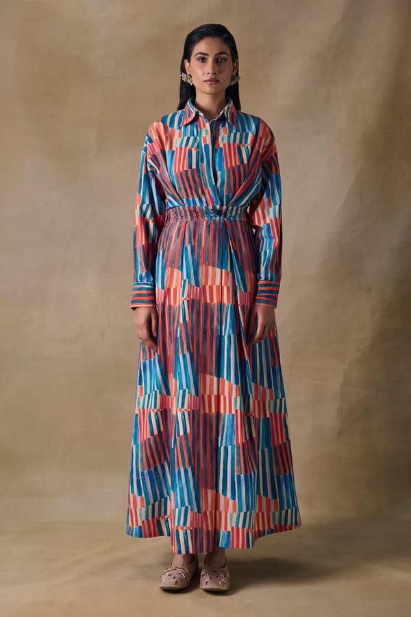 Asilah Stripe Maxi Faux Wrap Dress with Embellished Waist — Pocketful Of Cherrie