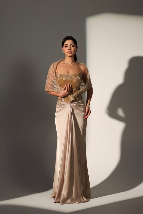 Elise Power Shoulder Corset Skirt Set — LIBAS CAFE