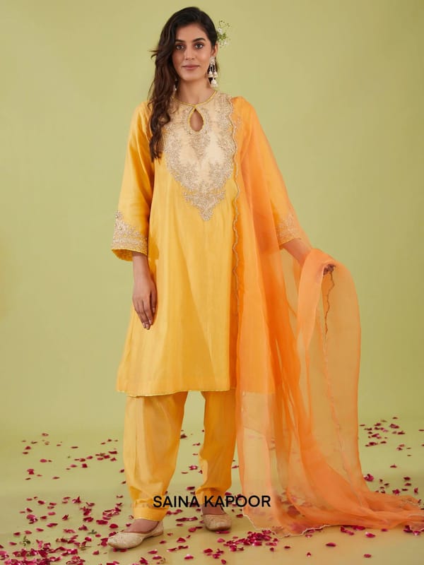 Short Kalidar Kurta with Salwar & Organza Dupatta — SAINA KAPOOR