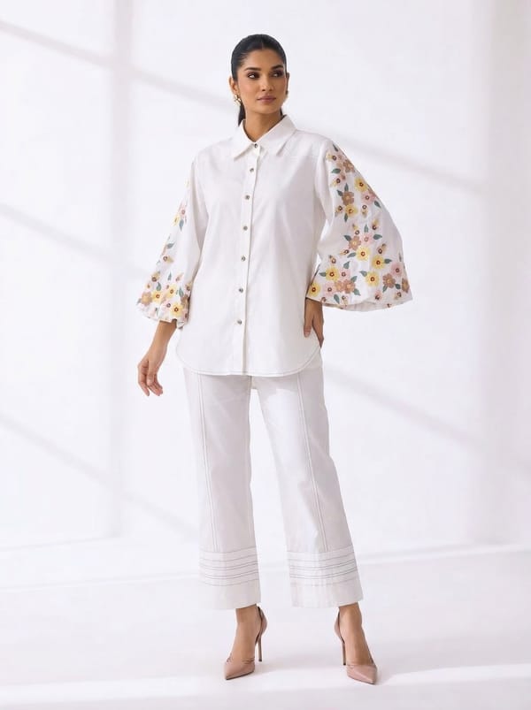 Small Flower Coord Set With Stitchline Pants — RUCHIKA MALLIKA LABEL