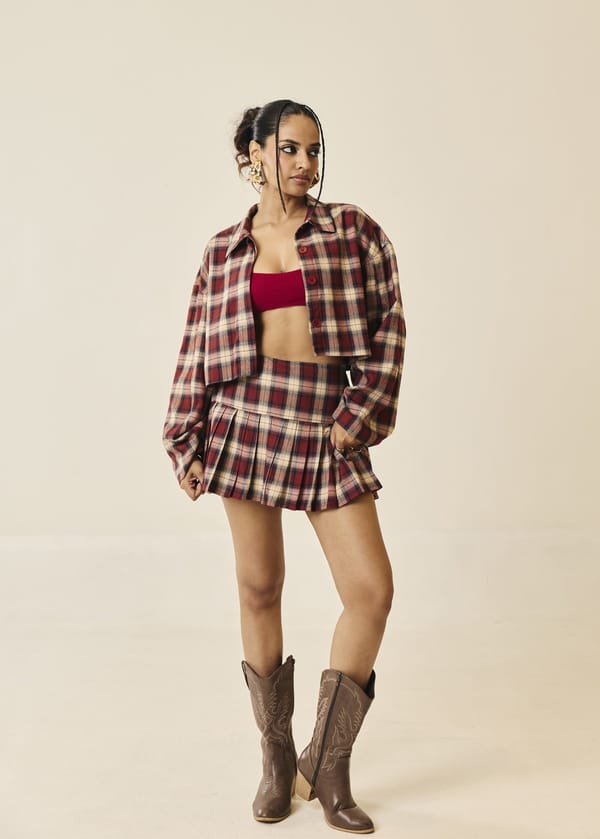 Rowen Plaid Pleated Mini Skort — Lea Clothing