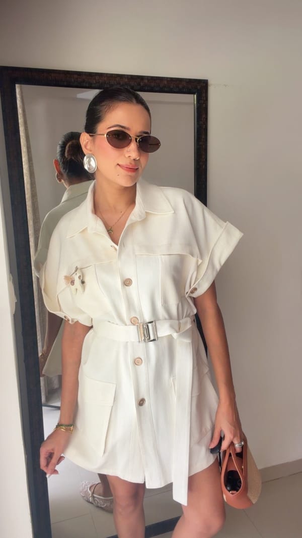 Ivory Utility Belted Dress — CLOSET AFFAIR