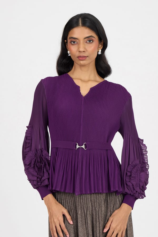 Emery Ruffle Top — Scarlet Sage