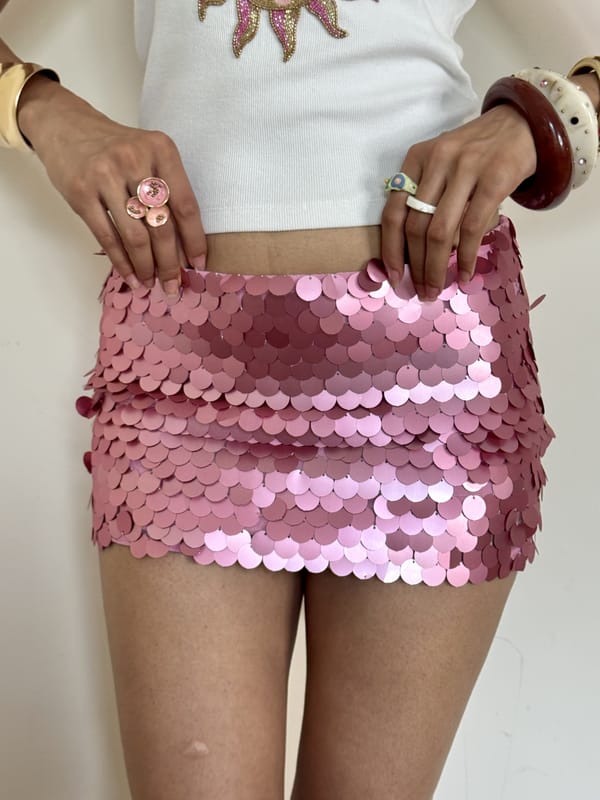 Pink Disc Sequin Bodycon Mini Skirt — The Clothing Factory